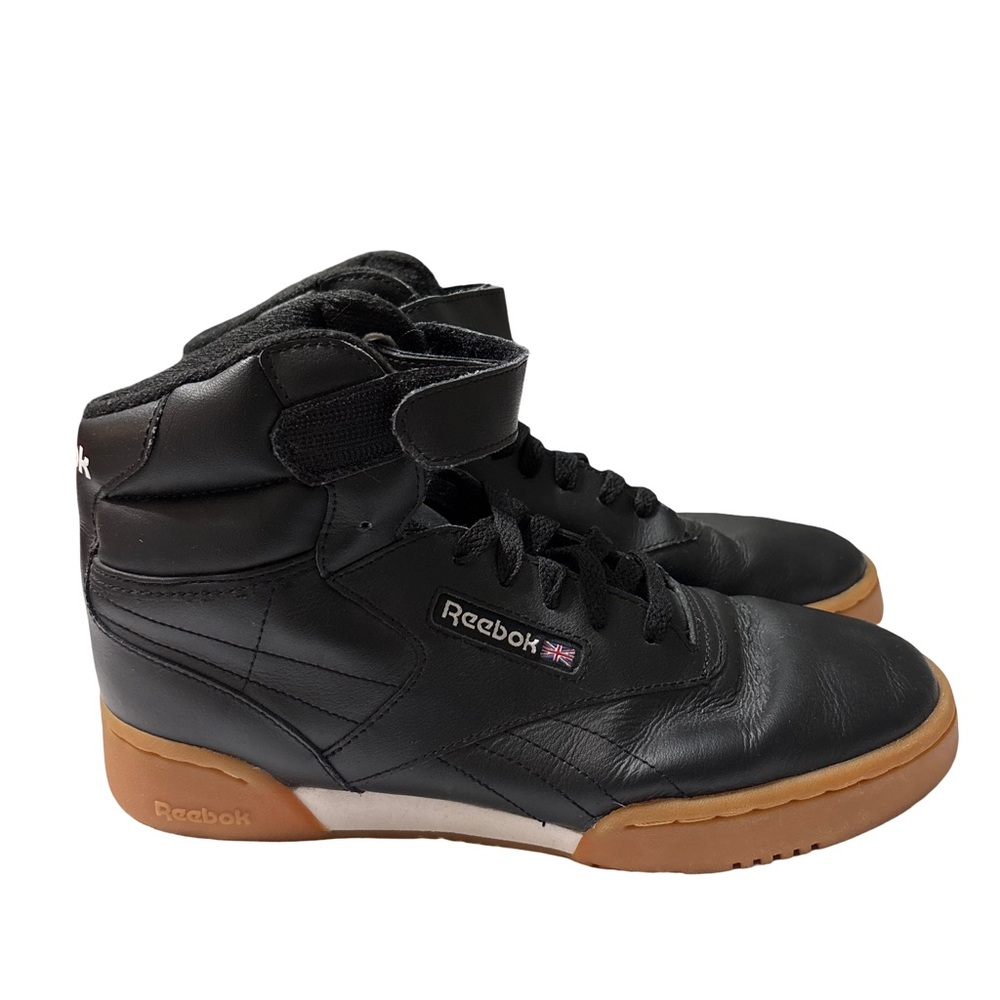 Reebok Black Leather High Tops Gum Soles Size 5.5